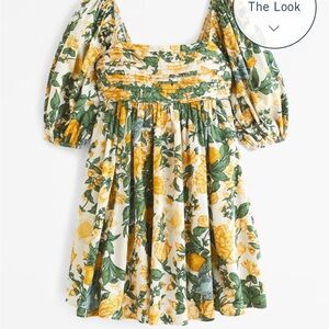 Abercrombie Emerson Poplin Puff Sleeve Mini Dress - Yellow Floral (M)